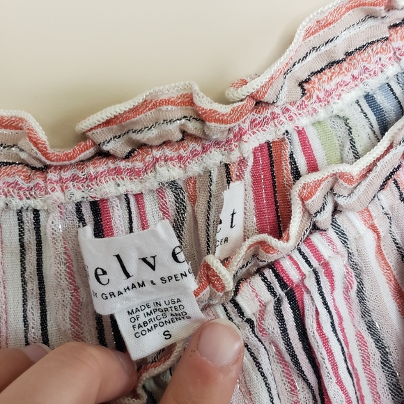 Velvet by Graham & Spencer nova striped metallic off-shoulder short slee… - Picture 6 of 6